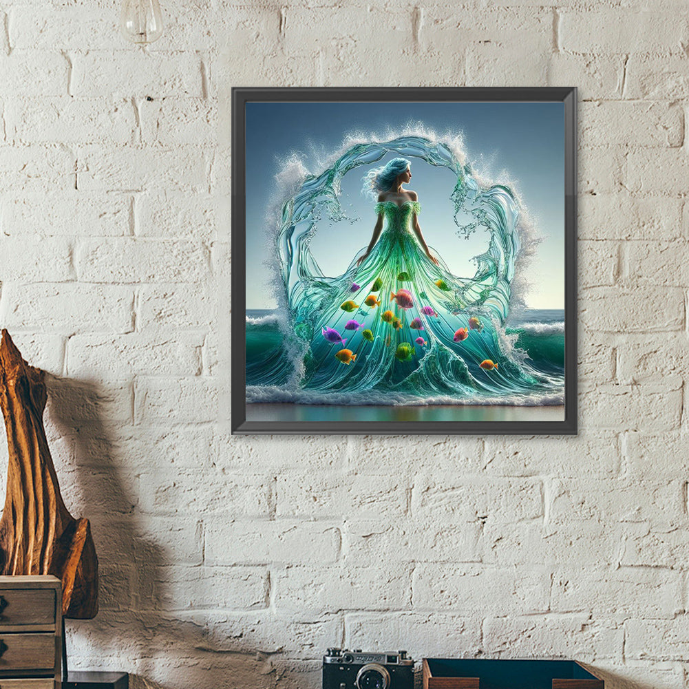 Fish Water Skirt - Full Round Drill Diamond Painting 40*40CM