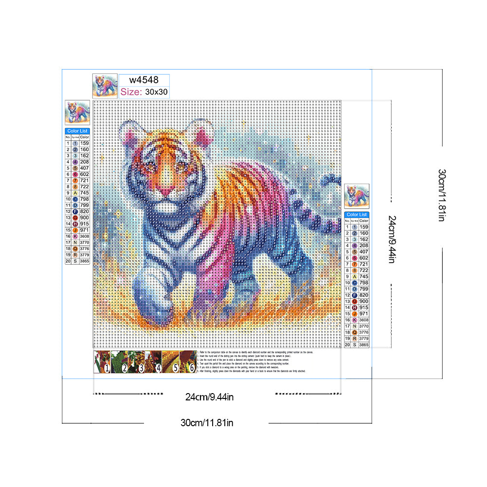 Tiger - Full Round Drill Diamond Painting 30*30CM