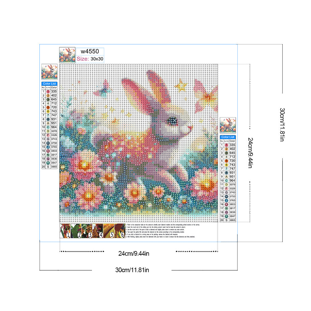 Rabbit - Full Round Drill Diamond Painting 30*30CM