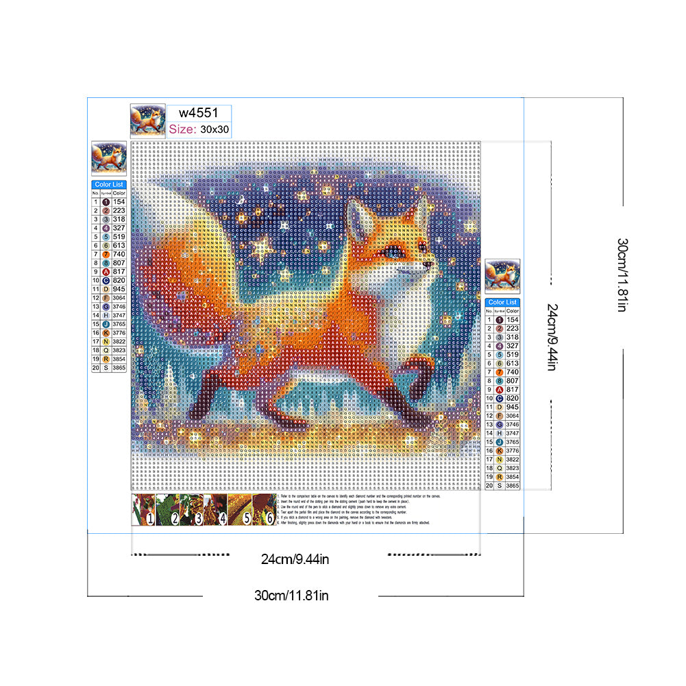 Fox - Full Round Drill Diamond Painting 30*30CM