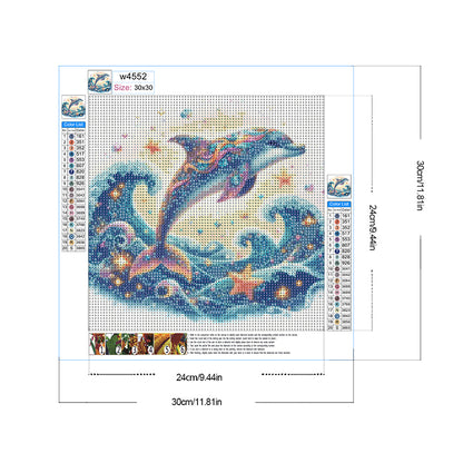 Dolphin - Full Round Drill Diamond Painting 30*30CM