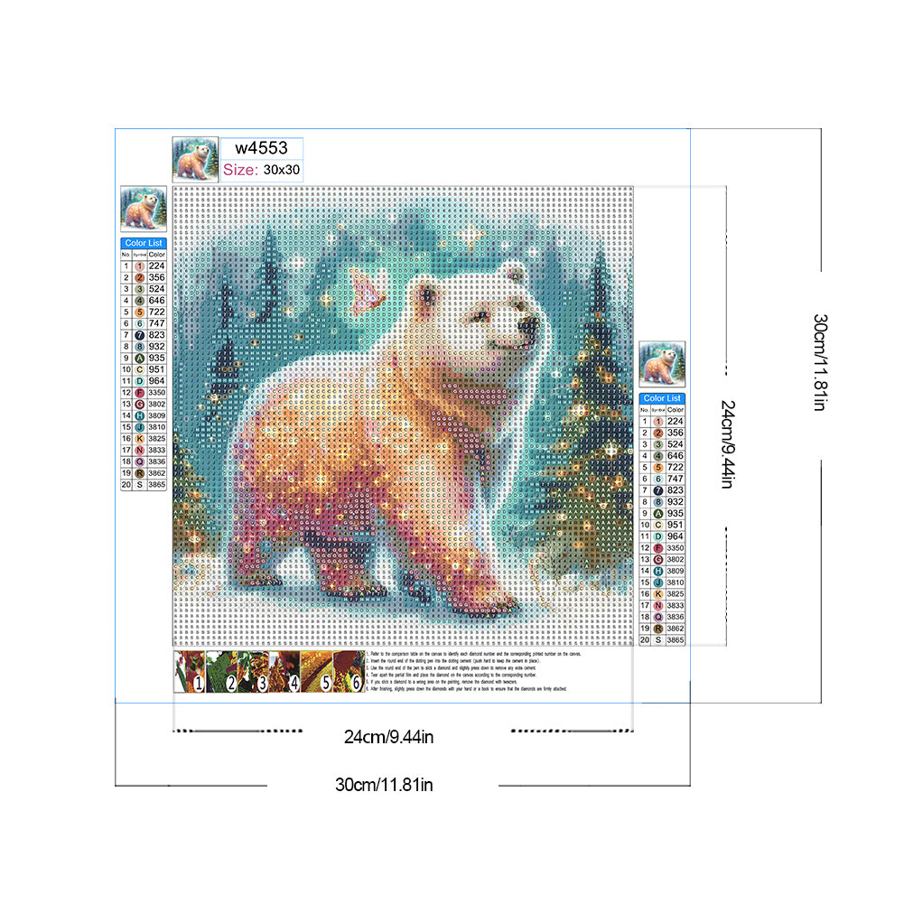 Polar Bear - Full Round Drill Diamond Painting 30*30CM