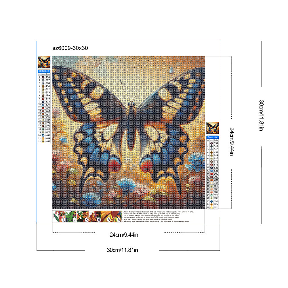 Butterfly - Full Round Drill Diamond Painting 30*30CM