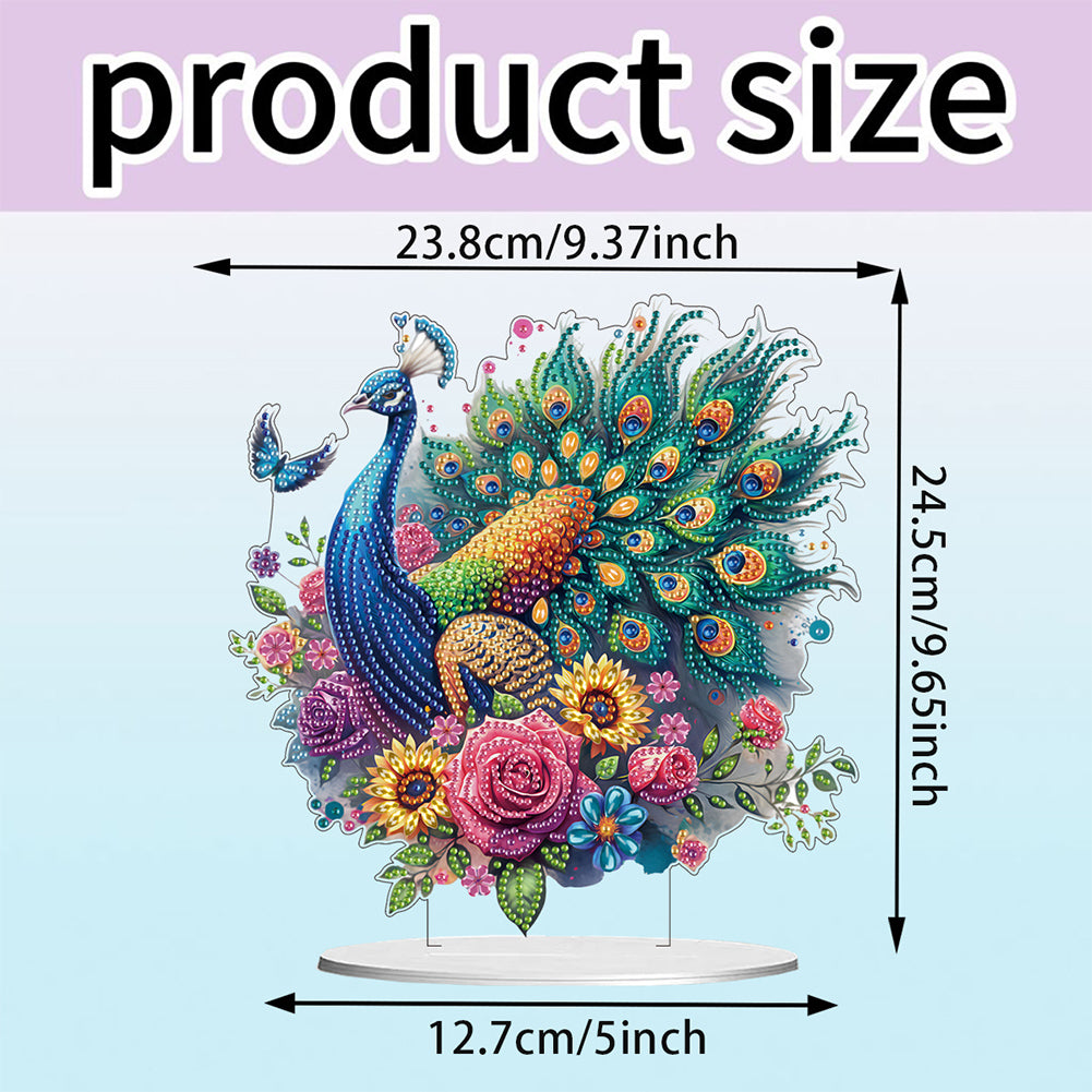 Acrylic Special Shape Peacock Diamond Painting Tabletop Ornaments for Beginners