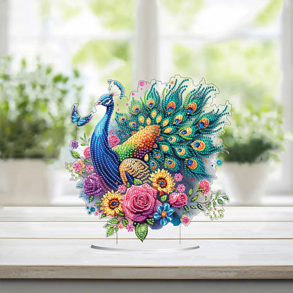 Acrylic Special Shape Peacock Diamond Painting Tabletop Ornaments for Beginners