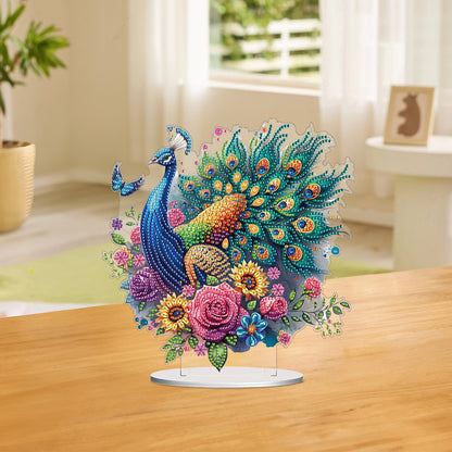 Acrylic Special Shape Peacock Diamond Painting Tabletop Ornaments for Beginners