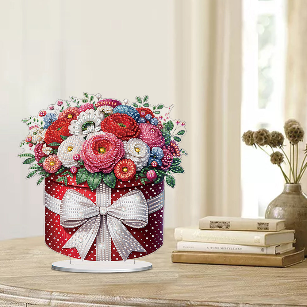 Acrylic Special Shape Bouquet Of Peonies Diamond Painting Tabletop Ornaments