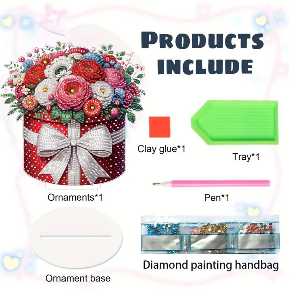 Acrylic Special Shape Bouquet Of Peonies Diamond Painting Tabletop Ornaments