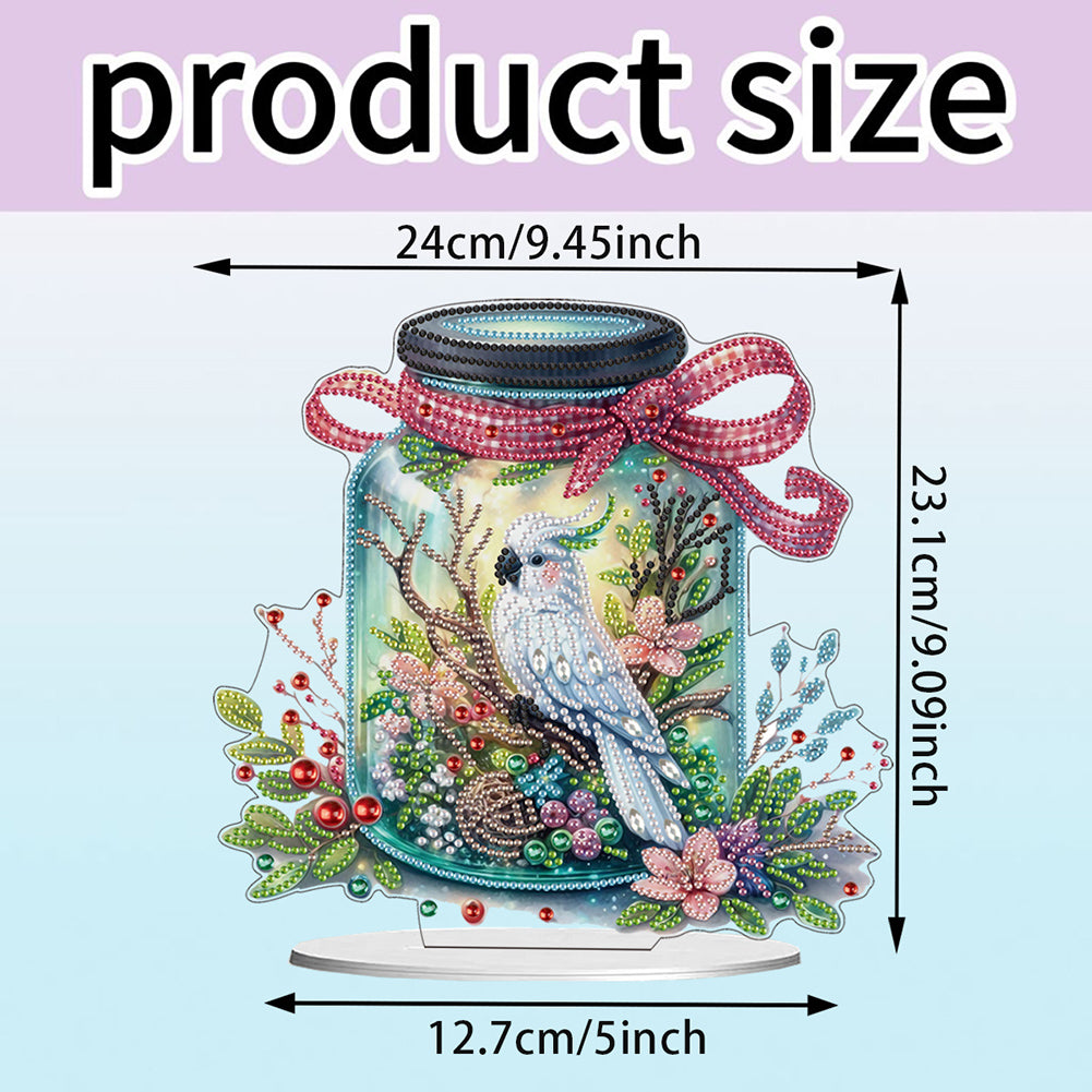 Acrylic Special Shape Bird In The Bottle Diamond Painting Desktop Ornaments