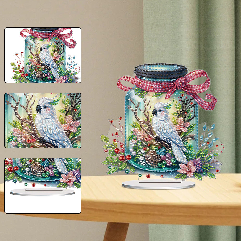 Acrylic Special Shape Bird In The Bottle Diamond Painting Desktop Ornaments