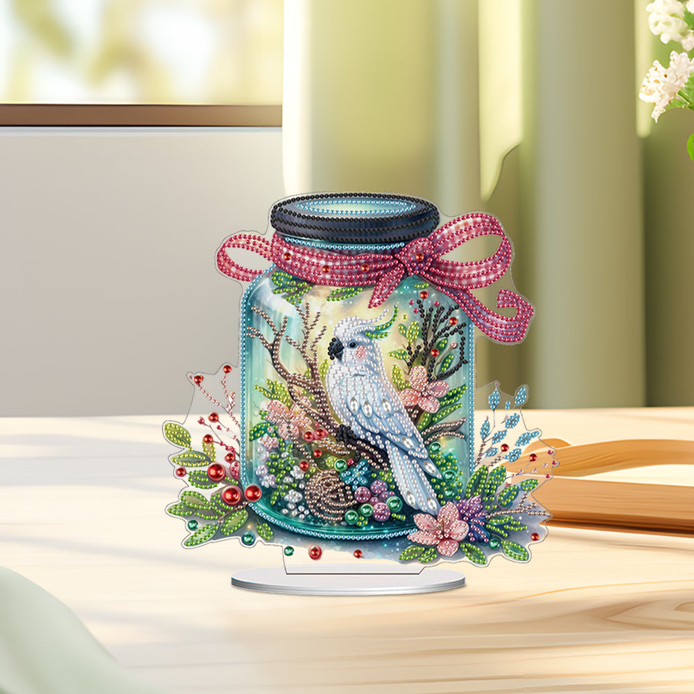 Acrylic Special Shape Bird In The Bottle Diamond Painting Desktop Ornaments