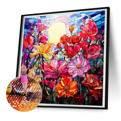 Glass Painting Flowers - Full Round Drill Diamond Painting 30*30CM