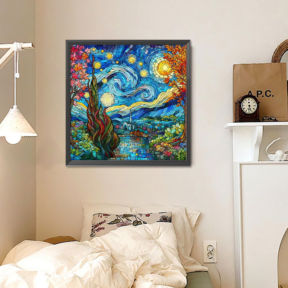 Glass Painting Starry Night - Full Round Drill Diamond Painting 30*30CM