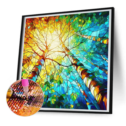 Glass Painting Tree - Full Round Drill Diamond Painting 30*30CM