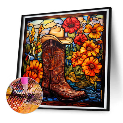 Glass Painted Boots - Full Round Drill Diamond Painting 30*30CM