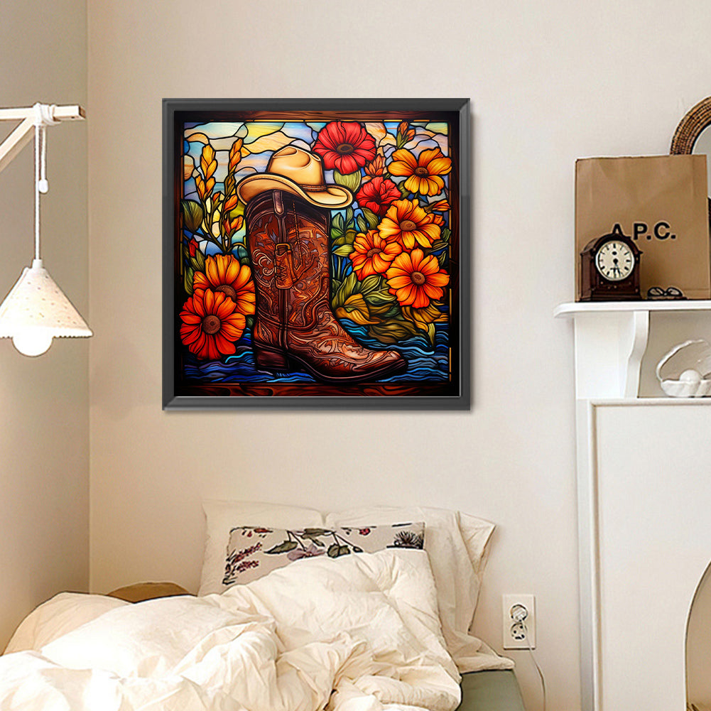 Glass Painted Boots - Full Round Drill Diamond Painting 30*30CM