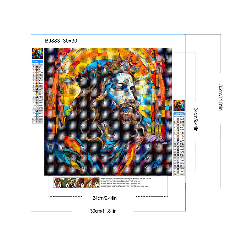 Glass Painting Jesus - Full Round Drill Diamond Painting 30*30CM