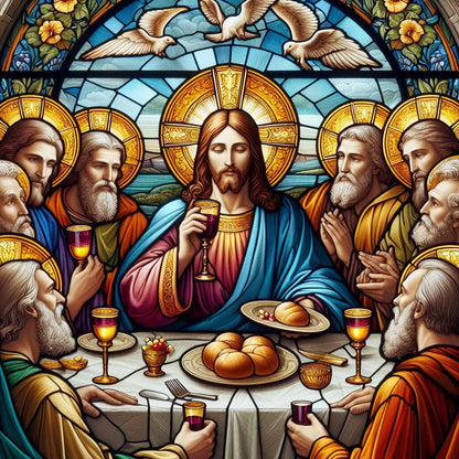 Glass Painting Jesus Supper - Full Round Drill Diamond Painting 30*30CM