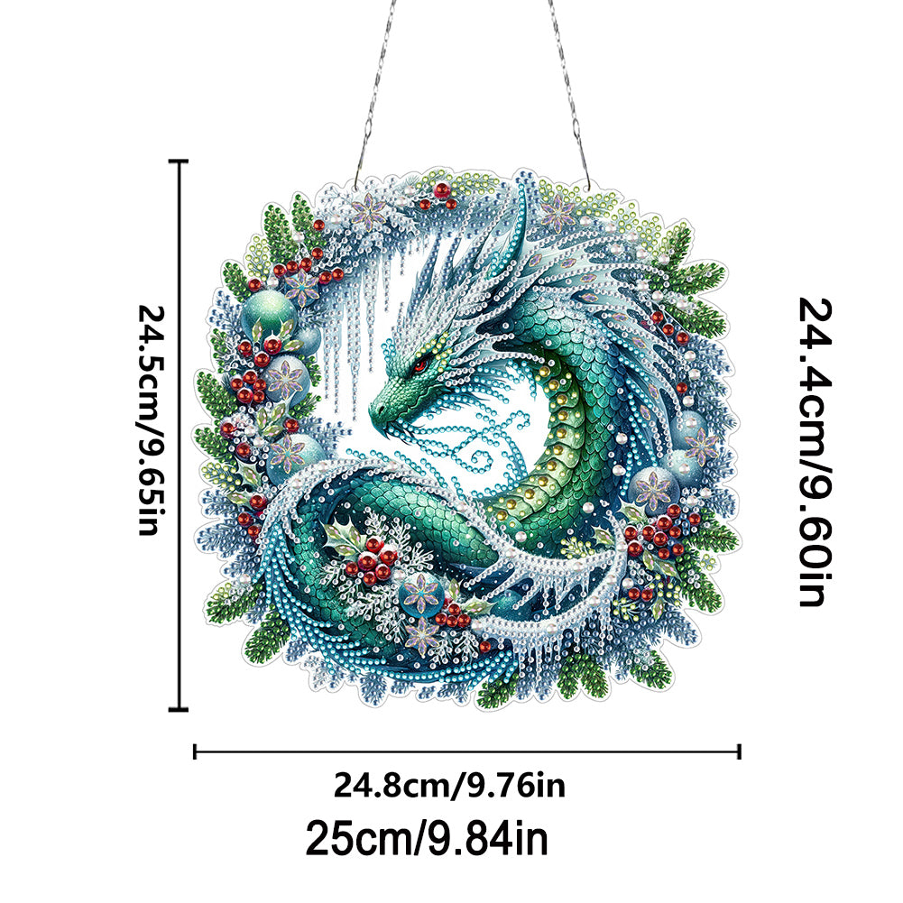 Acrylic Special Shape Dragon Wreath 5D DIY Diamond Painting Dots Pendant