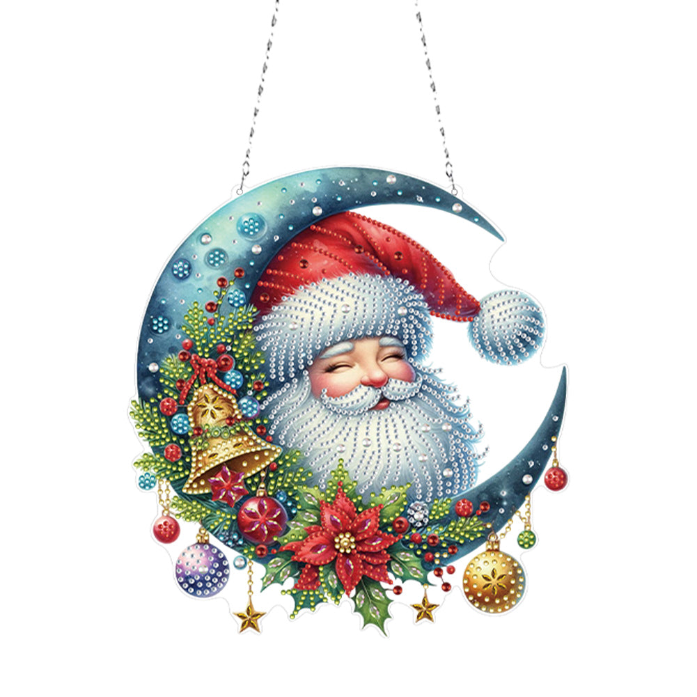 Acrylic Special Shape Moon Santa Claus 5D DIY Diamond Painting Dots Pendant