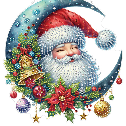 Acrylic Special Shape Moon Santa Claus 5D DIY Diamond Painting Dots Pendant