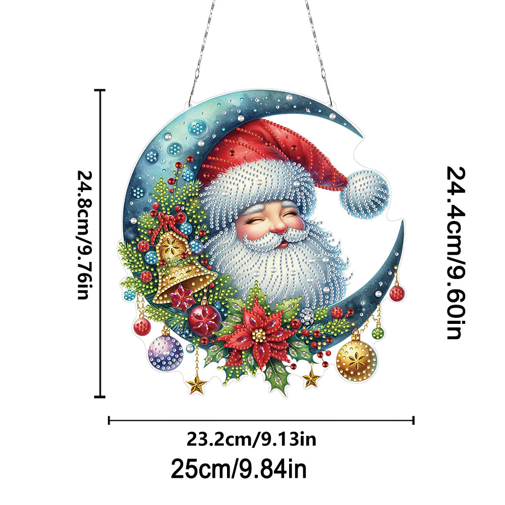 Acrylic Special Shape Moon Santa Claus 5D DIY Diamond Painting Dots Pendant