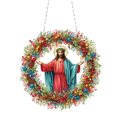 Acrylic Special Shape Jesus Diamond Painting Art Pendants for Wall Window