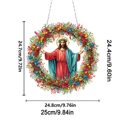 Acrylic Special Shape Jesus Diamond Painting Art Pendants for Wall Window