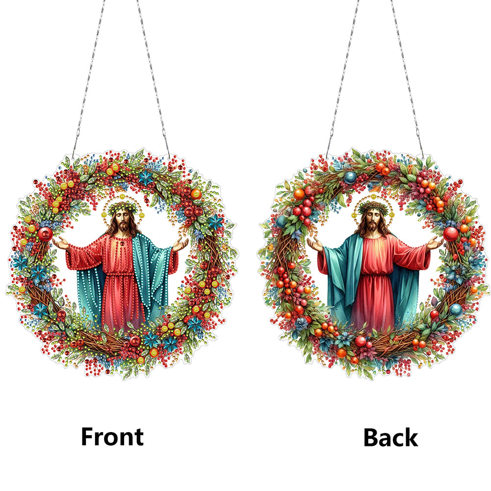 Acrylic Special Shape Jesus Diamond Painting Art Pendants for Wall Window