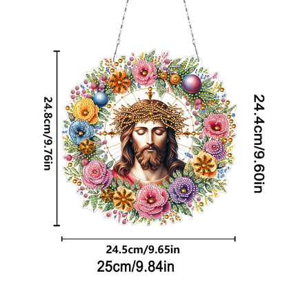 Acrylic Special Shape Jesus Faith Diamond Painting Art Pendants for Wall Window