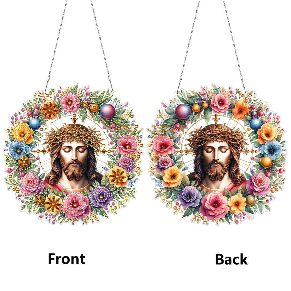 Acrylic Special Shape Jesus Faith Diamond Painting Art Pendants for Wall Window