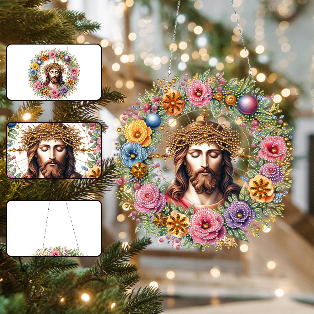 Acrylic Special Shape Jesus Faith Diamond Painting Art Pendants for Wall Window