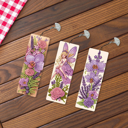 3Pcs Special Shape Orchid Fairy Diamond Painting Bookmark for Book Lovers