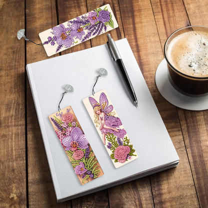 3Pcs Special Shape Orchid Fairy Diamond Painting Bookmark for Book Lovers