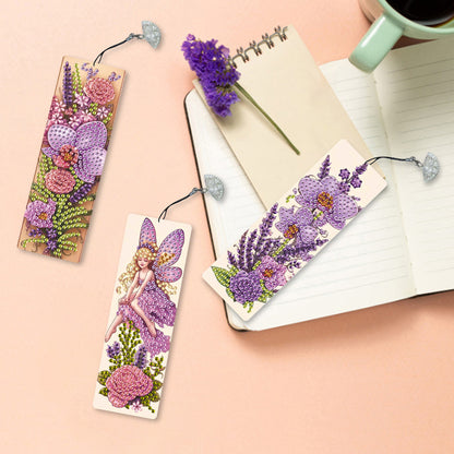 3Pcs Special Shape Orchid Fairy Diamond Painting Bookmark for Book Lovers