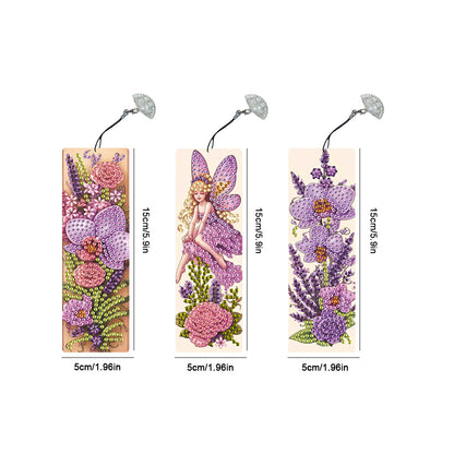 3Pcs Special Shape Orchid Fairy Diamond Painting Bookmark for Book Lovers