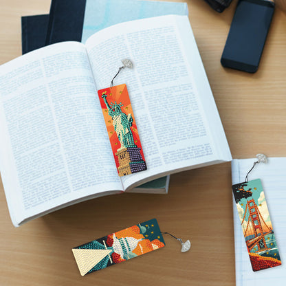 3Pcs Special Shape Famous Building Diamond Painting Bookmark for Book Lovers