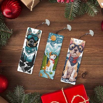 3Pcs Special Shape Hiking Dog Diamond Painting Bookmark for Book Lovers