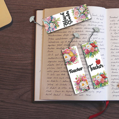 3Pcs Special Shape Teacher Flower Diamond Painting Bookmark for Book Lovers