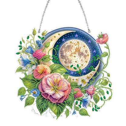 Acrylic Special Shape Sun Moon Flower Diamond Painting Hanging Pendant