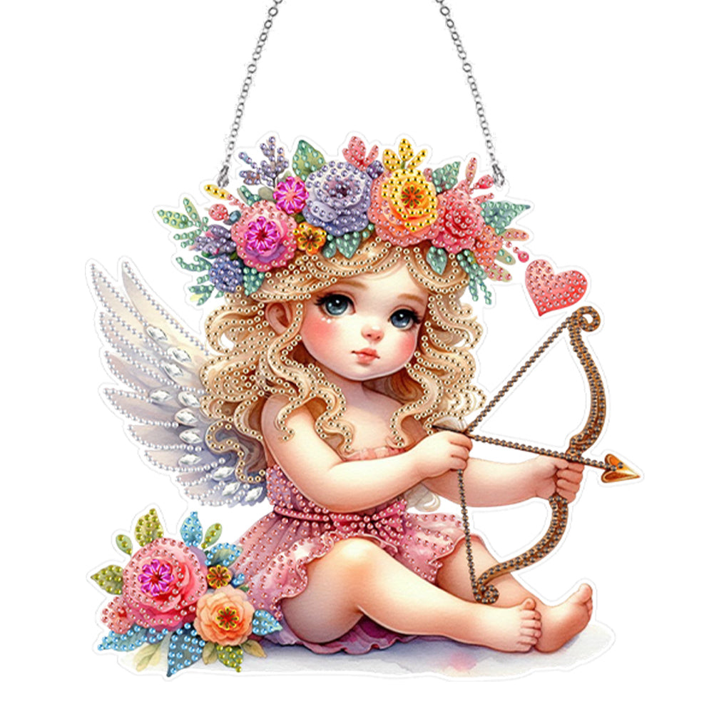 Acrylic Special Shape Angel Girl Cupid Arrow Diamond Painting Hanging Pendant