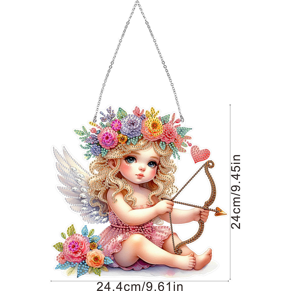 Acrylic Special Shape Angel Girl Cupid Arrow Diamond Painting Hanging Pendant