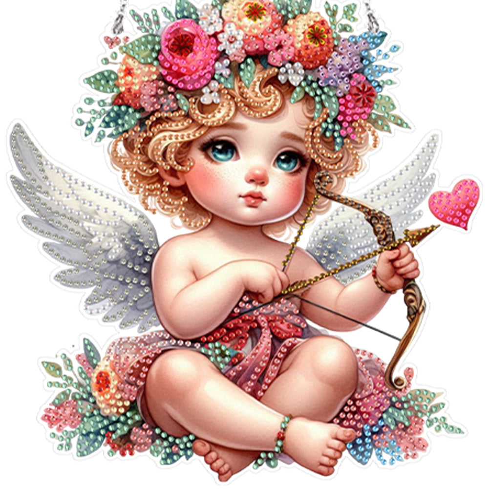 Acrylic Special Shape Angel Girl Cupid Arrow Diamond Painting Hanging Pendant