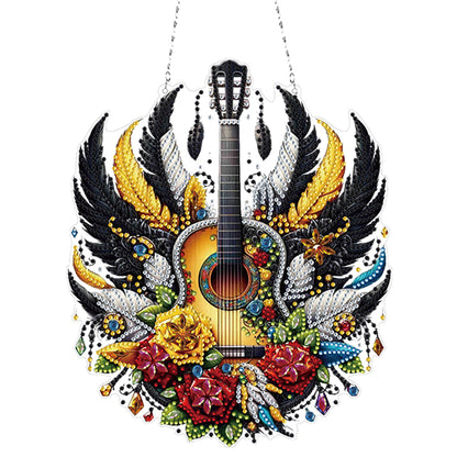 Acrylic Special Shape Feather Guitar 5D DIY Diamond Painting Dots Pendant