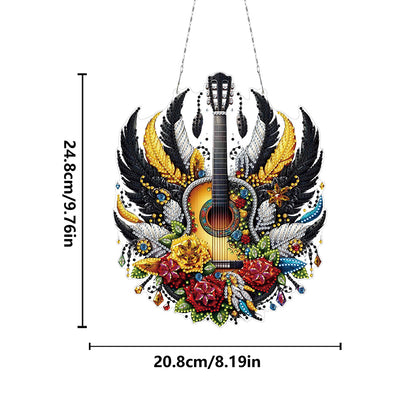 Acrylic Special Shape Feather Guitar 5D DIY Diamond Painting Dots Pendant