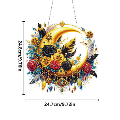 Acrylic Special Shape Moon Rose 5D DIY Diamond Painting Dots Pendant for Wall