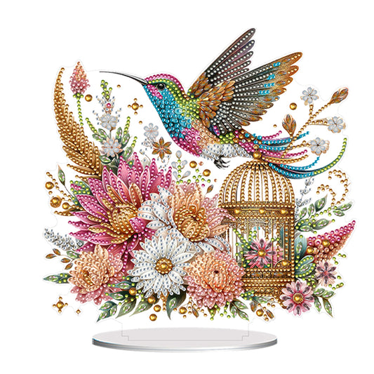 Acrylic Special Shape Bird Flowers Diamond Painting Desktop Ornaments for Decor