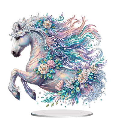 Acrylic Special Shape White Horse Diamond Painting Desktop Ornaments for Decor