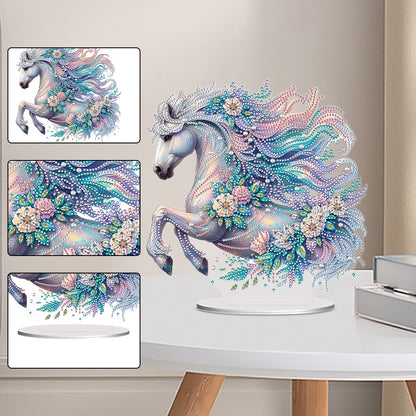 Acrylic Special Shape White Horse Diamond Painting Desktop Ornaments for Decor