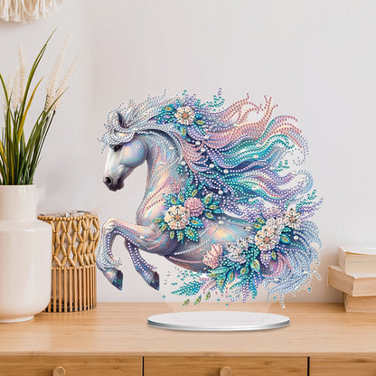 Acrylic Special Shape White Horse Diamond Painting Desktop Ornaments for Decor